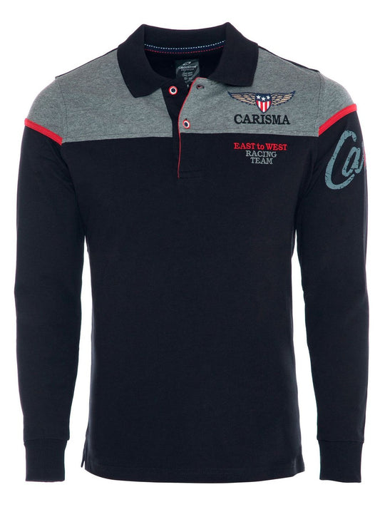 Carisma Langarm-Polo Herren Baumwolle bedruckt