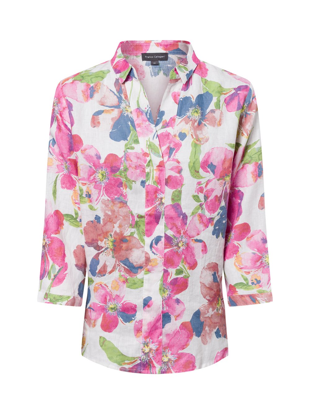 Franco Callegari Blusenshirt Damen Leinen gemustert