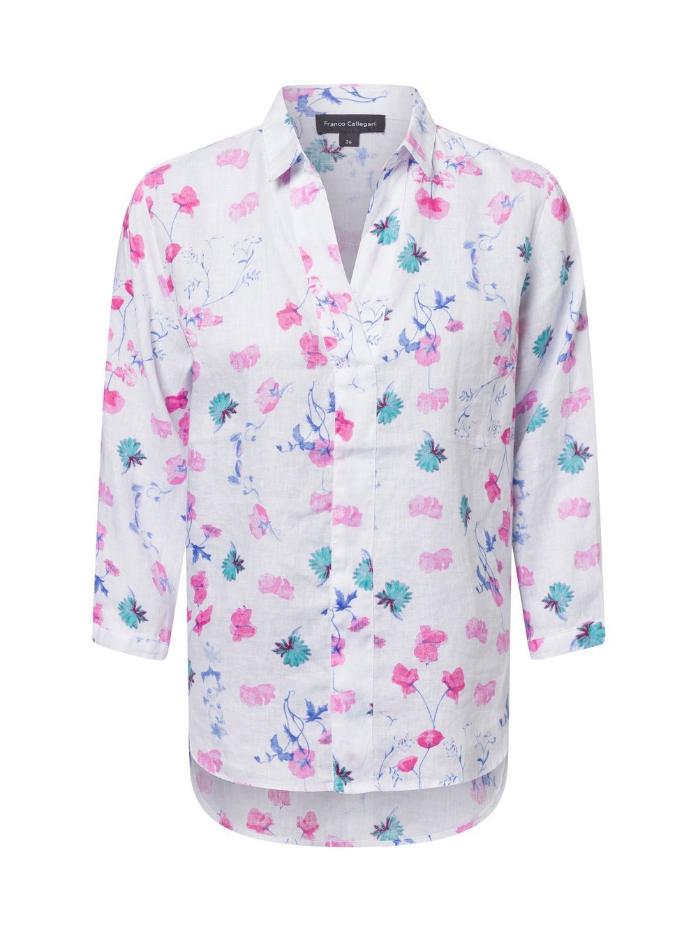 Franco Callegari Blusenshirt Damen Leinen gemustert