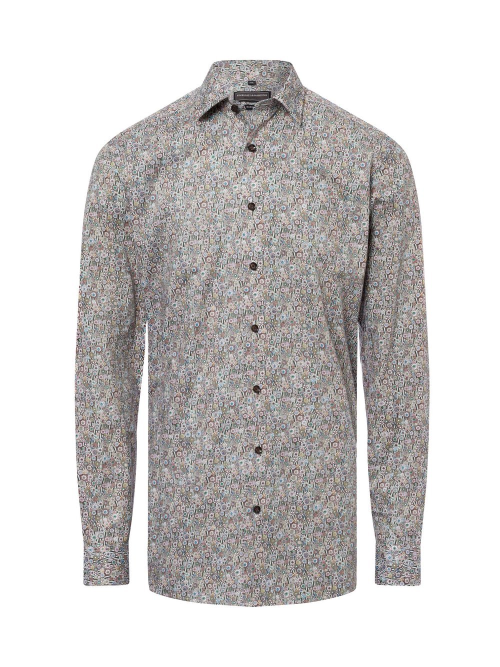 Finshley & Harding Businesshemd - Extralange Ärmel Herren Modern Fit Baumwolle gemustert