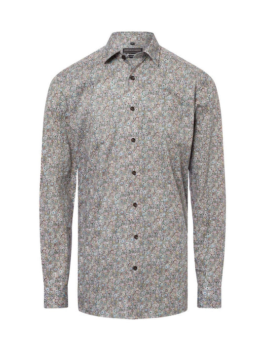 Finshley & Harding Businesshemd - Extralange Ärmel Herren Modern Fit Baumwolle gemustert