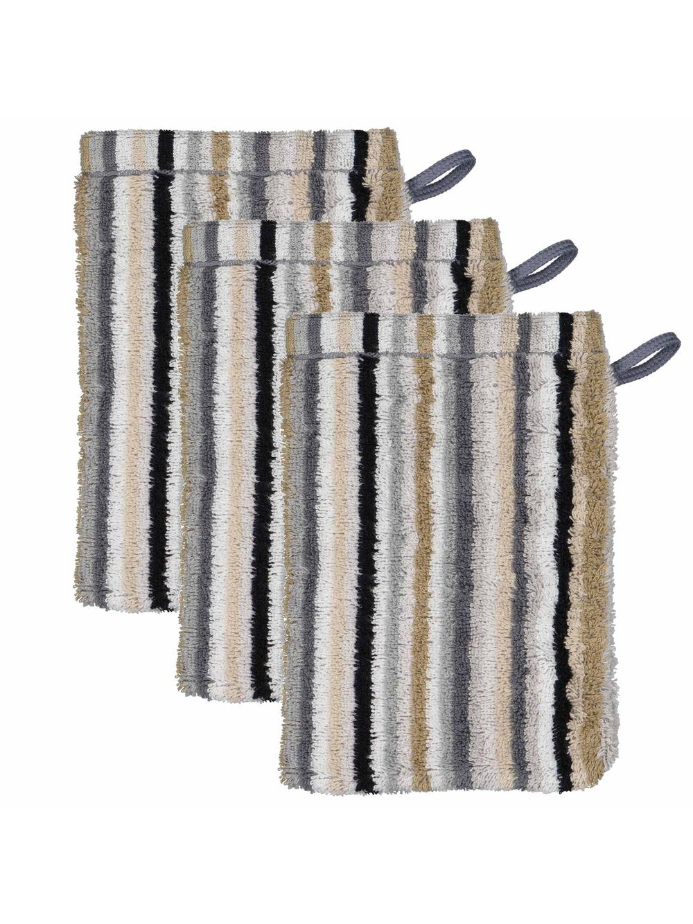 Cawö Waschlappen 3er Pack Damen Baumwolle gestreift
