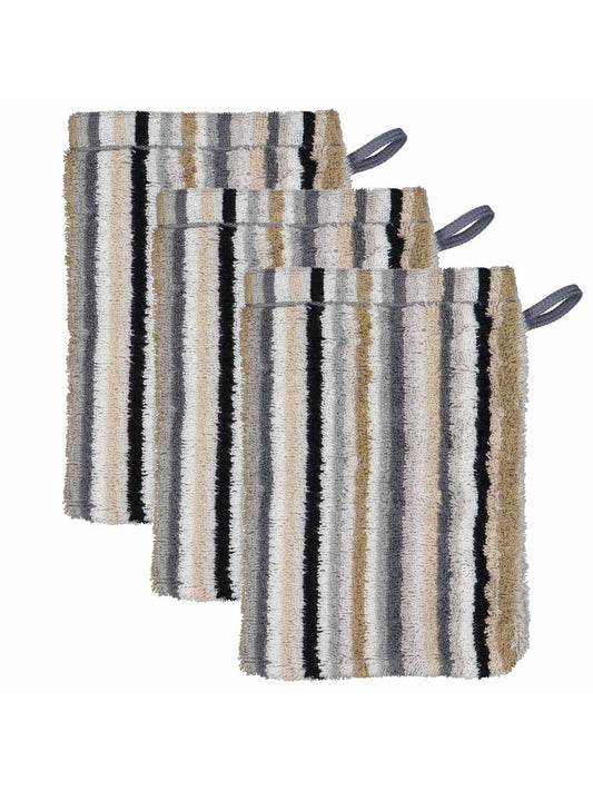 Cawö Waschlappen 3er Pack Damen Baumwolle gestreift