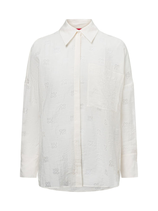 HUGO Hemdbluse Damen Polyamid gemustert