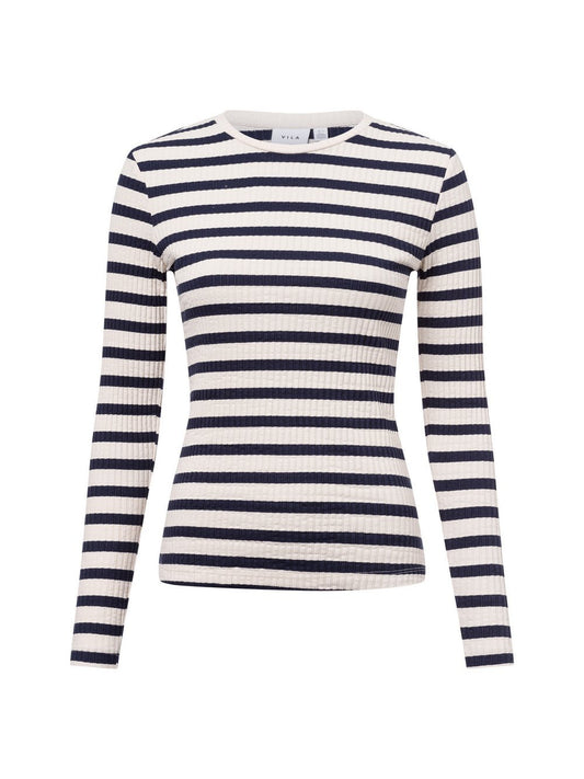 Vila Langarmshirt Damen Baumwolle gestreift