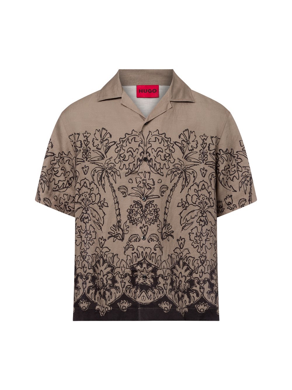 HUGO Freizeithemd mit Leinen-Anteil Herren Comfort Fit gemustert