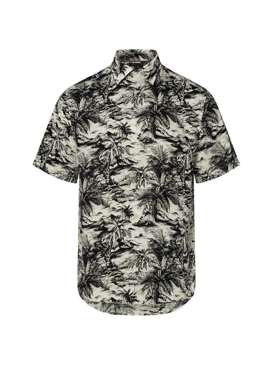 Tommy Hilfiger Kurzarm-Freizeithemd aus Leinen Herren Regular Fit gemustert