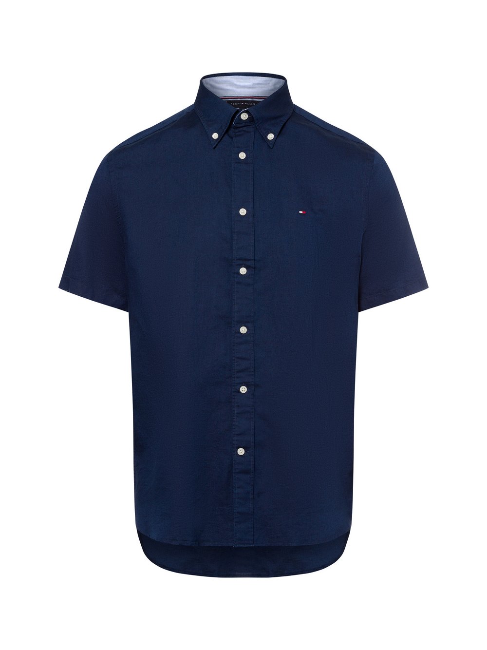 Tommy Hilfiger Kurzarm-Hemd mit Leinen-Anteil Herren Regular Fit Baumwolle