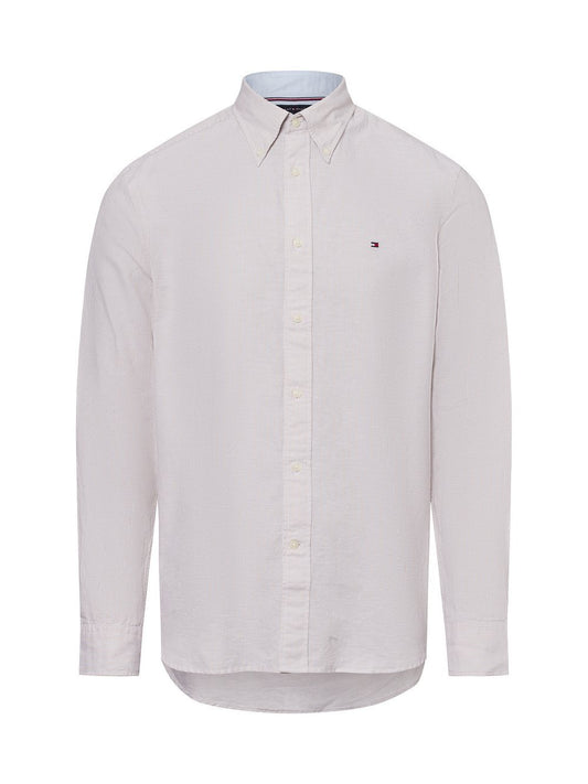 Tommy Hilfiger Freizeithemd mit Leinen-Anteil Herren Regular Fit Baumwolle gestreift