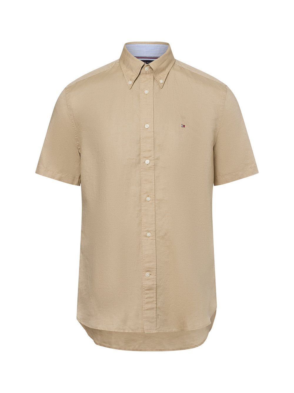Tommy Hilfiger Kurzarm-Hemd mit Leinen-Anteil Herren Regular Fit Baumwolle
