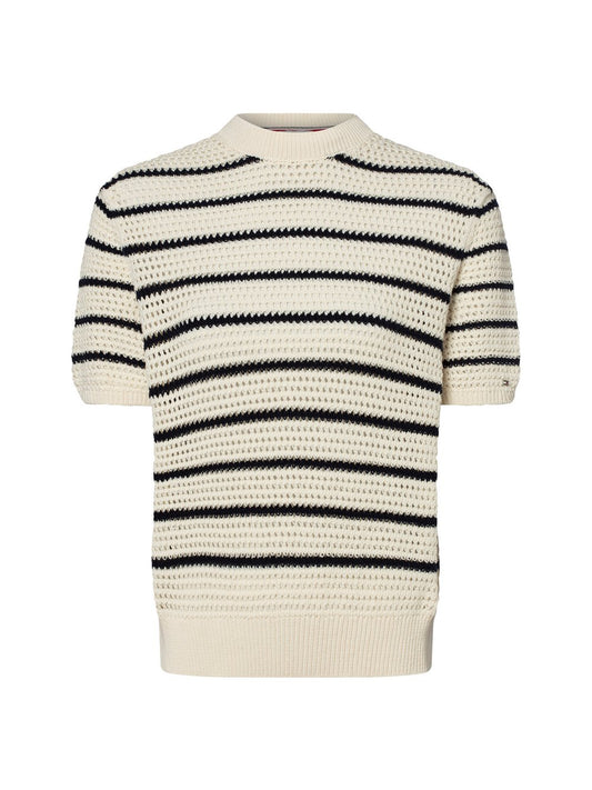 Tommy Hilfiger Kurzarm-Pullover Damen Baumwolle gestreift