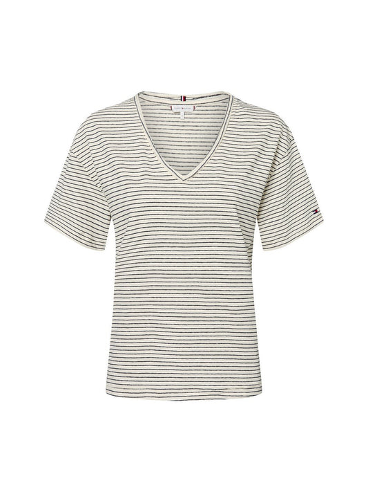 Tommy Hilfiger T-Shirt mit Leinenanteil Damen Baumwolle gestreift