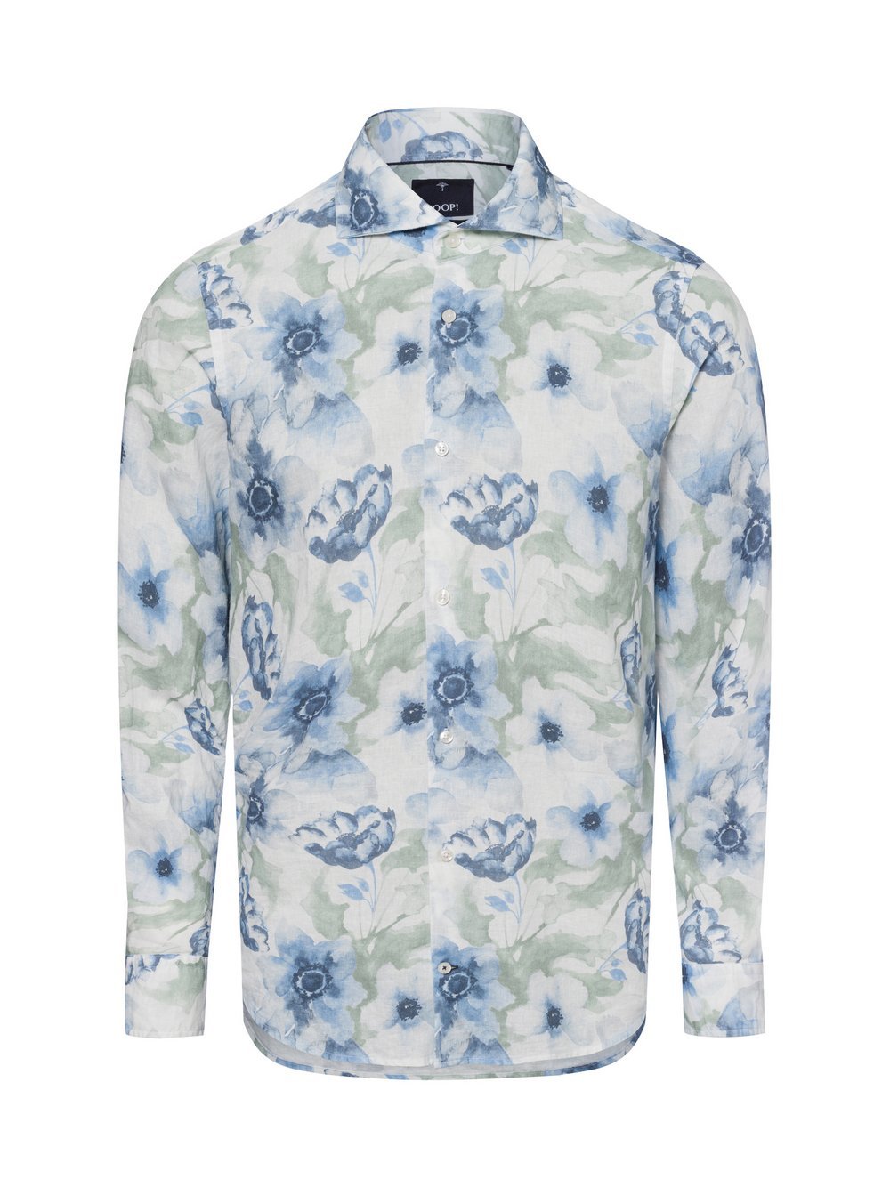 JOOP! Hemd mit Leinen-Anteil Herren Slim Fit Baumwolle gemustert