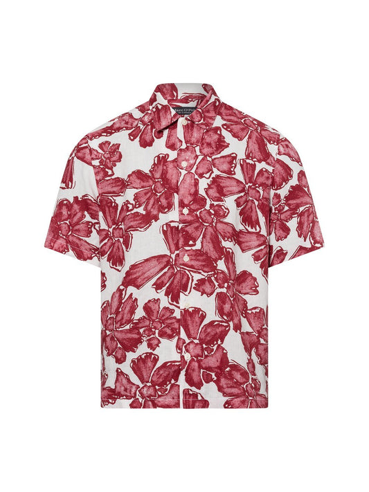 Marc O'Polo Kurzarm-Hemd aus Leinen Herren Regular Fit gemustert