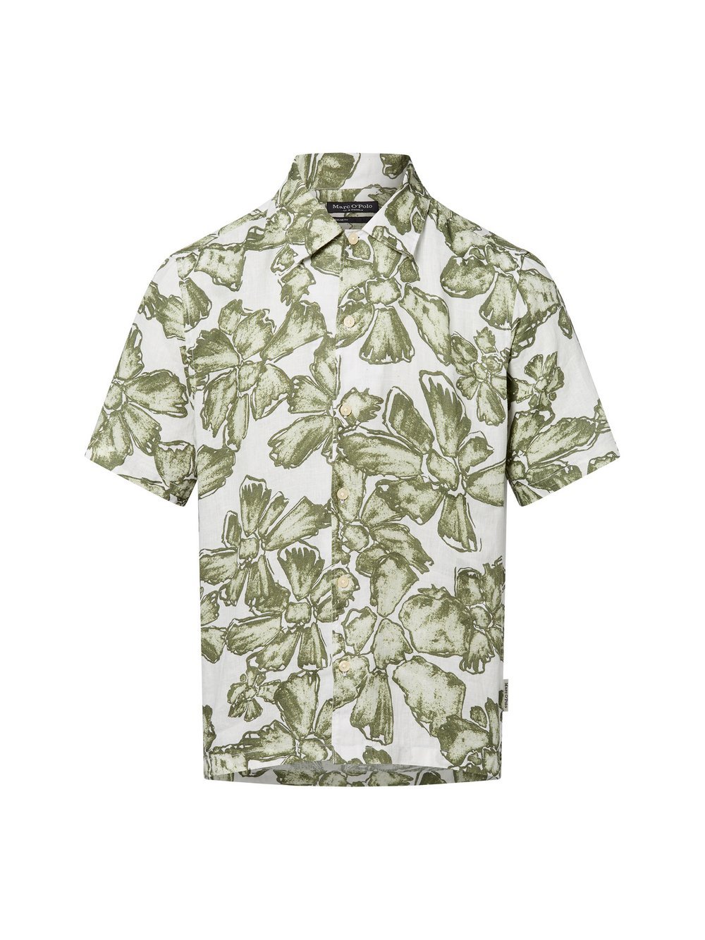 Marc O'Polo Kurzarm-Hemd aus Leinen Herren Regular Fit gemustert