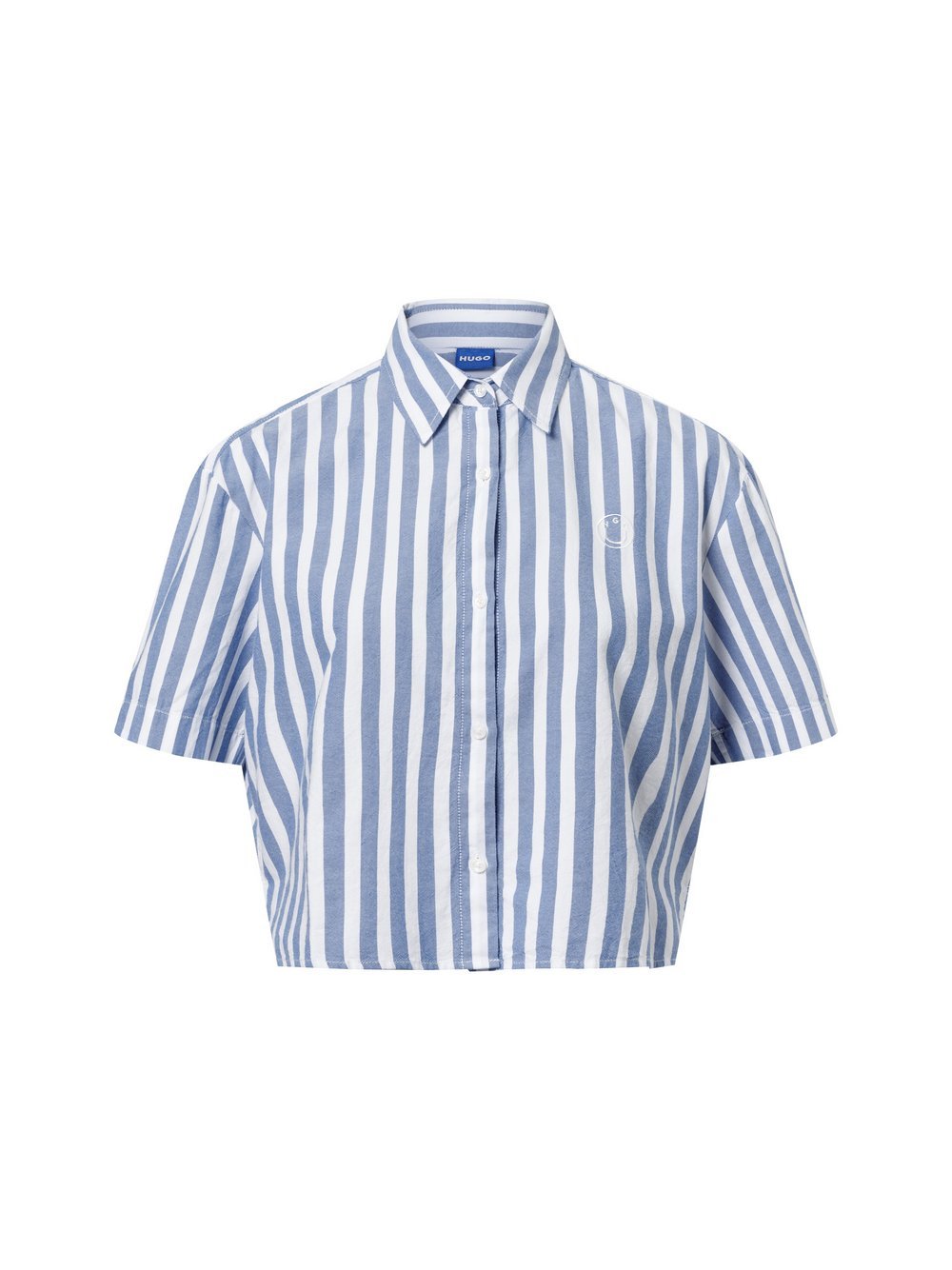 HUGO Kurzarmbluse Damen Baumwolle gestreift