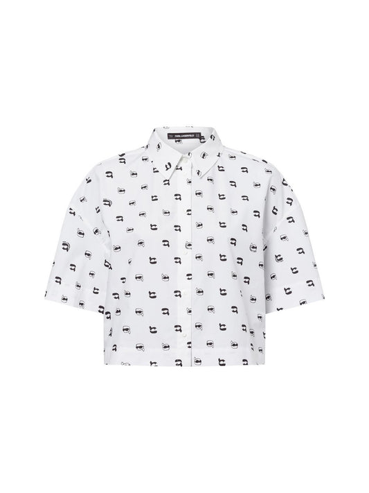KARL LAGERFELD Kurzarm-Bluse Damen Baumwolle gemustert