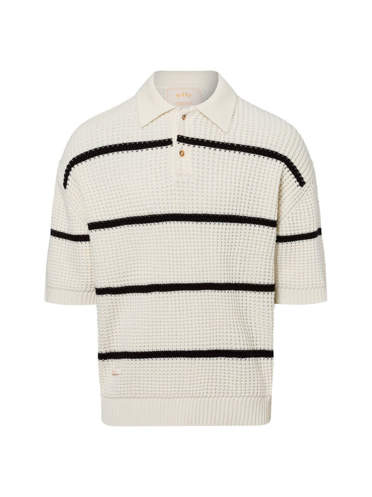 BLKVIS Kurzarm-Pullover mit Woll-Anteil Herren Wolle gestreift