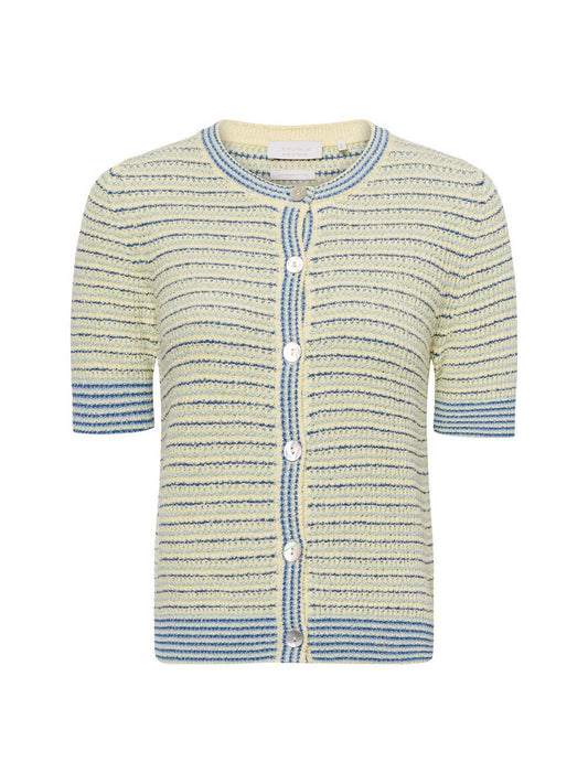 Rich & Royal Kurzarm-Strickjacke Damen Baumwolle gestreift