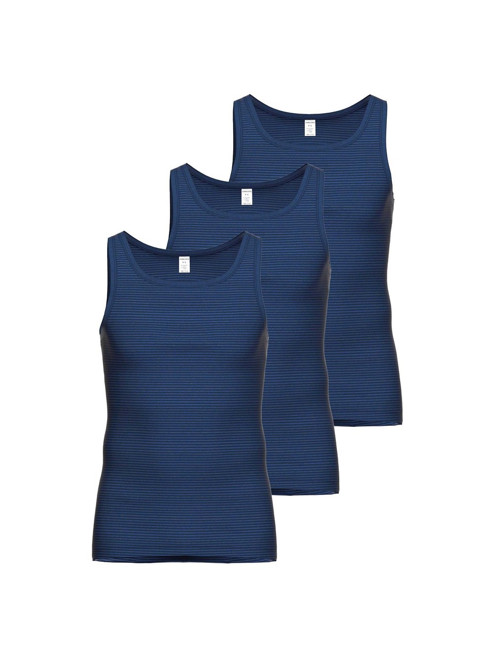 Ammann Unterhemd 3er Pack Herren Baumwolle gestreift
