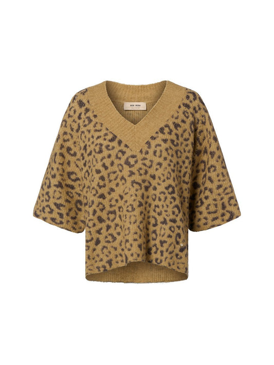 MOS MOSH Kurzarm-Pullover mit Alpaka-Anteil Damen Polyamid gemustert