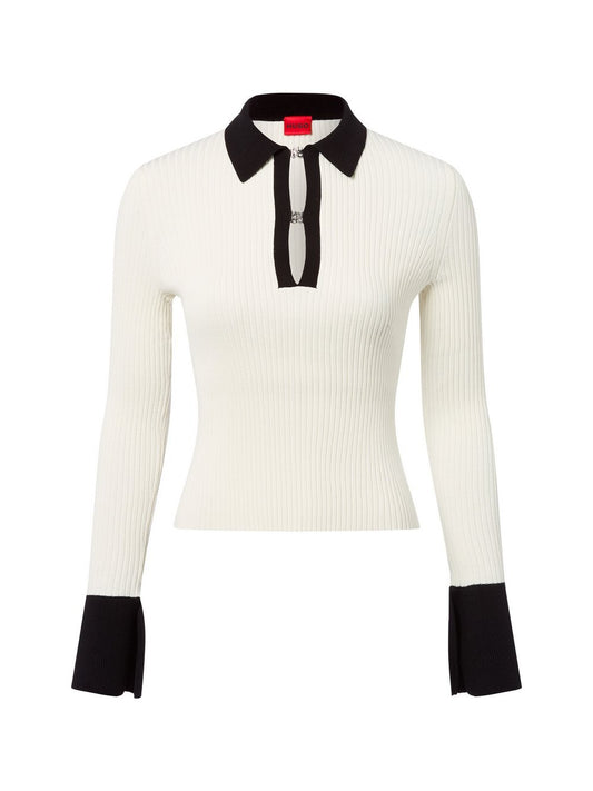 HUGO Rippstrickpullover Damen Grobstrick