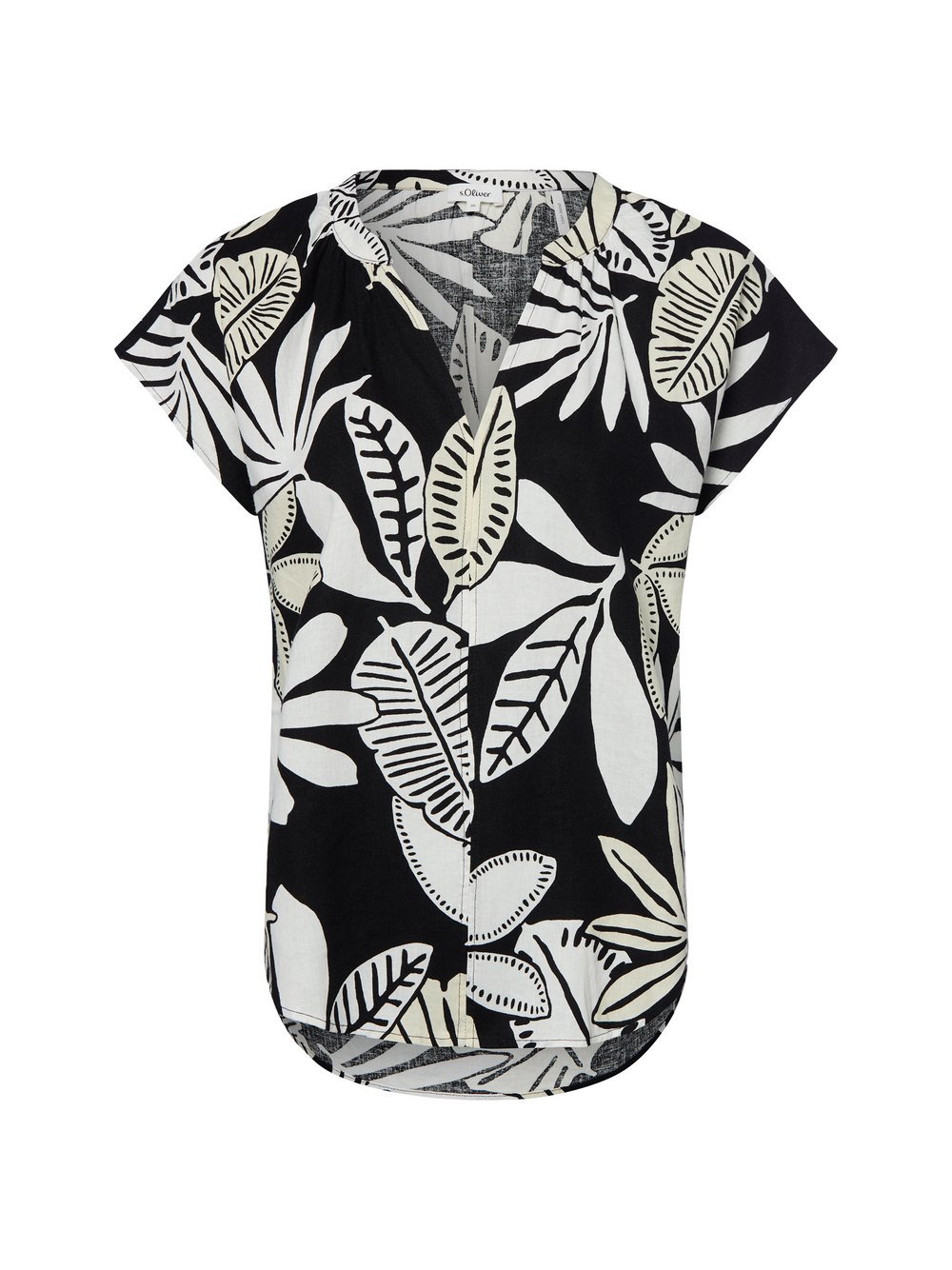 s.Oliver Bluse mit Leinenanteil Damen gemustert