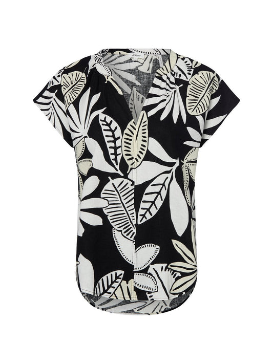 s.Oliver Bluse mit Leinenanteil Damen gemustert