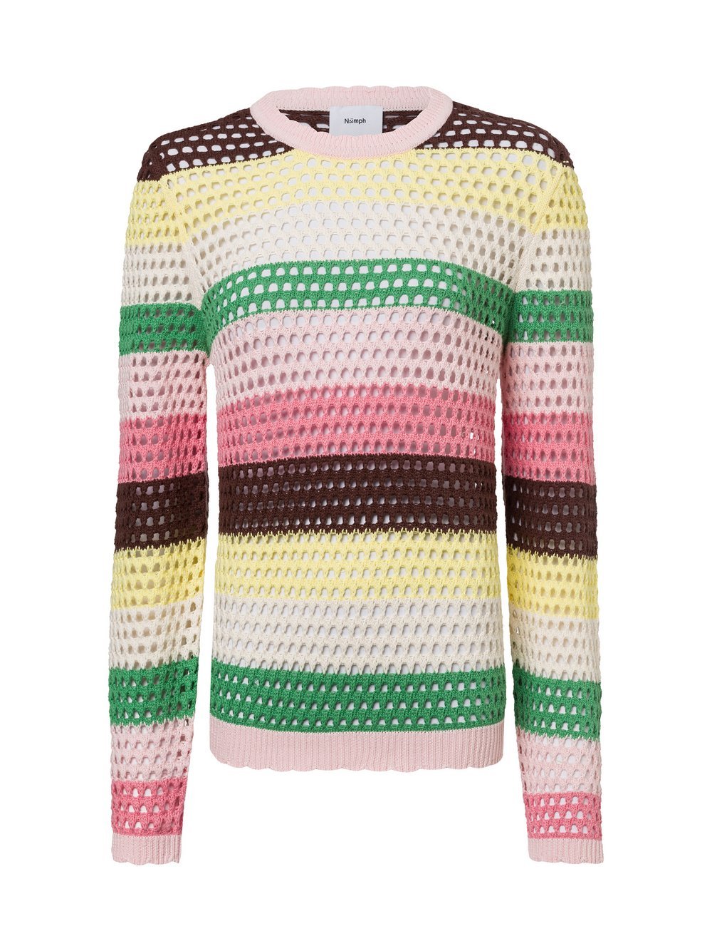 Nümph Grobstrickpullover Damen Baumwolle gestreift