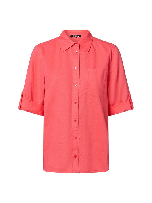 Olsen Bluse mit Leinenanteil Damen Baumwolle