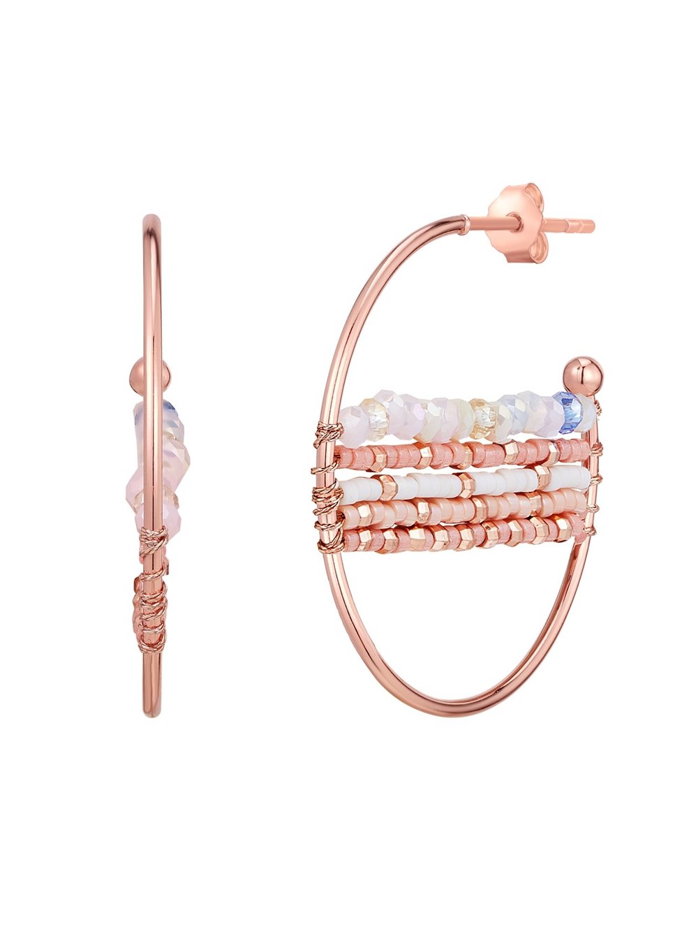 Yokoamii Creolen Damen Messing roségold