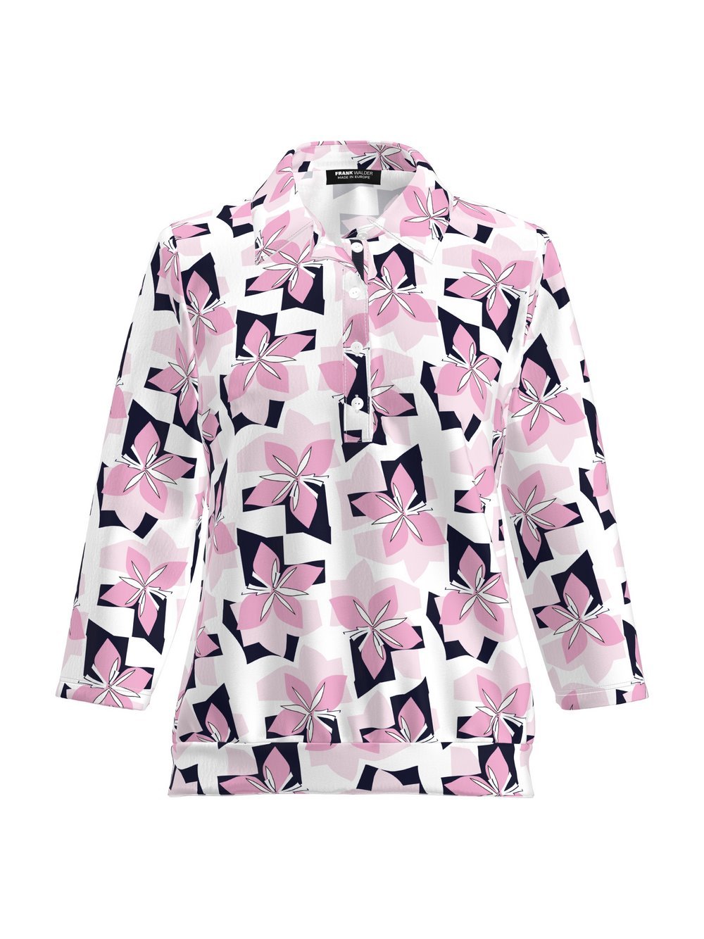 Frank Walder Poloshirt Damen Viskose gemustert