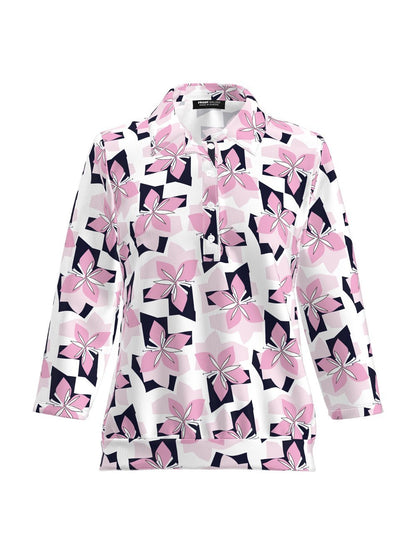 Frank Walder Poloshirt Damen Viskose gemustert