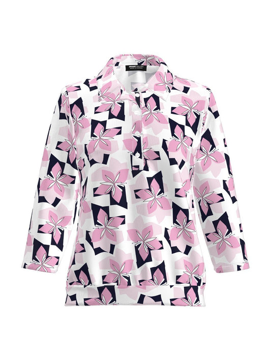 Frank Walder Poloshirt Damen Viskose gemustert