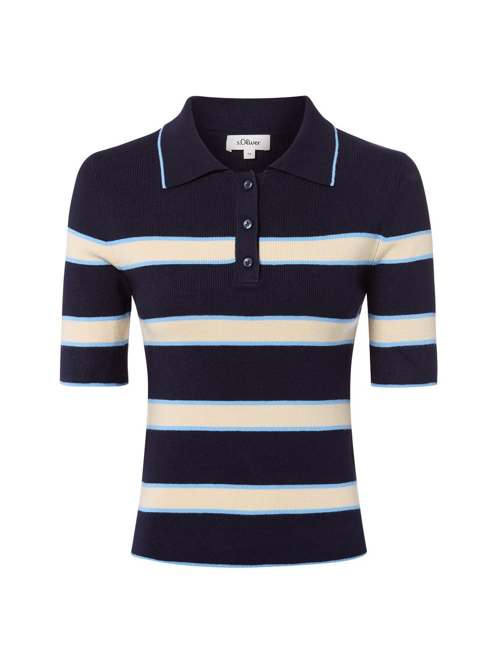 s.Oliver Strick-Poloshirt Damen Feinstrick gestreift