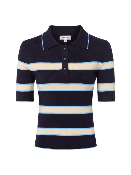 s.Oliver Strick-Poloshirt Damen Feinstrick gestreift