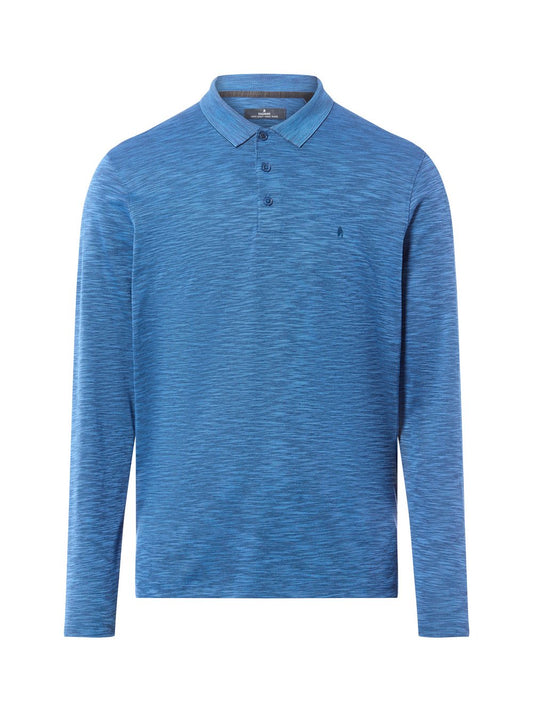 Ragman Langarm-Poloshirt Herren Baumwolle meliert