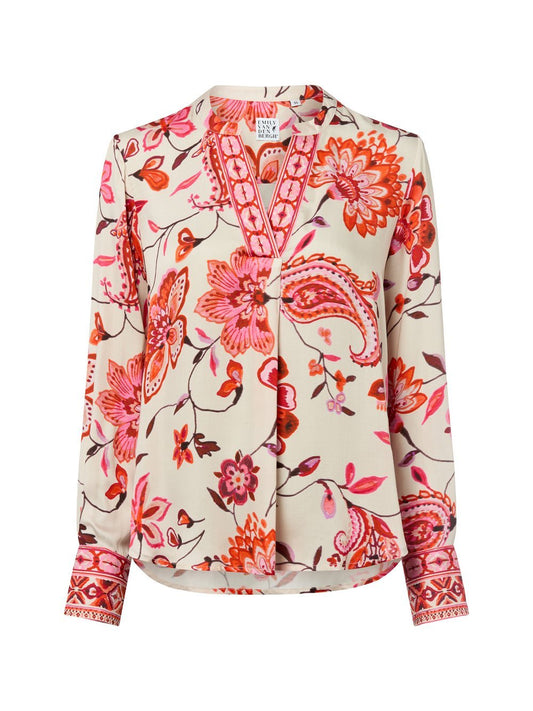 Emily van den Bergh Blusenshirt Damen Satin gemustert