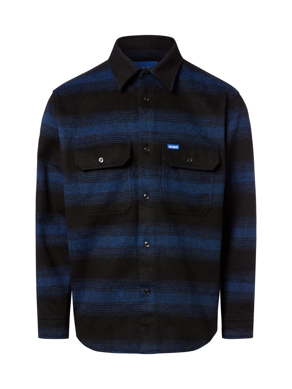 HUGO Flanellhemd mit Wollanteil Herren Comfort Fit kariert