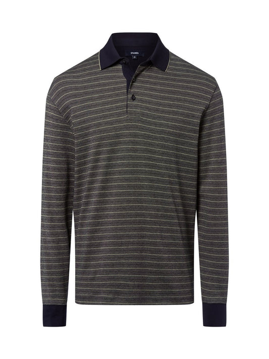 James Langarm-Poloshirt Herren Baumwolle gestreift
