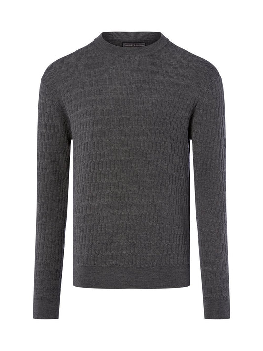 Finshley & Harding Strickpullover Herren Merino strukturiert