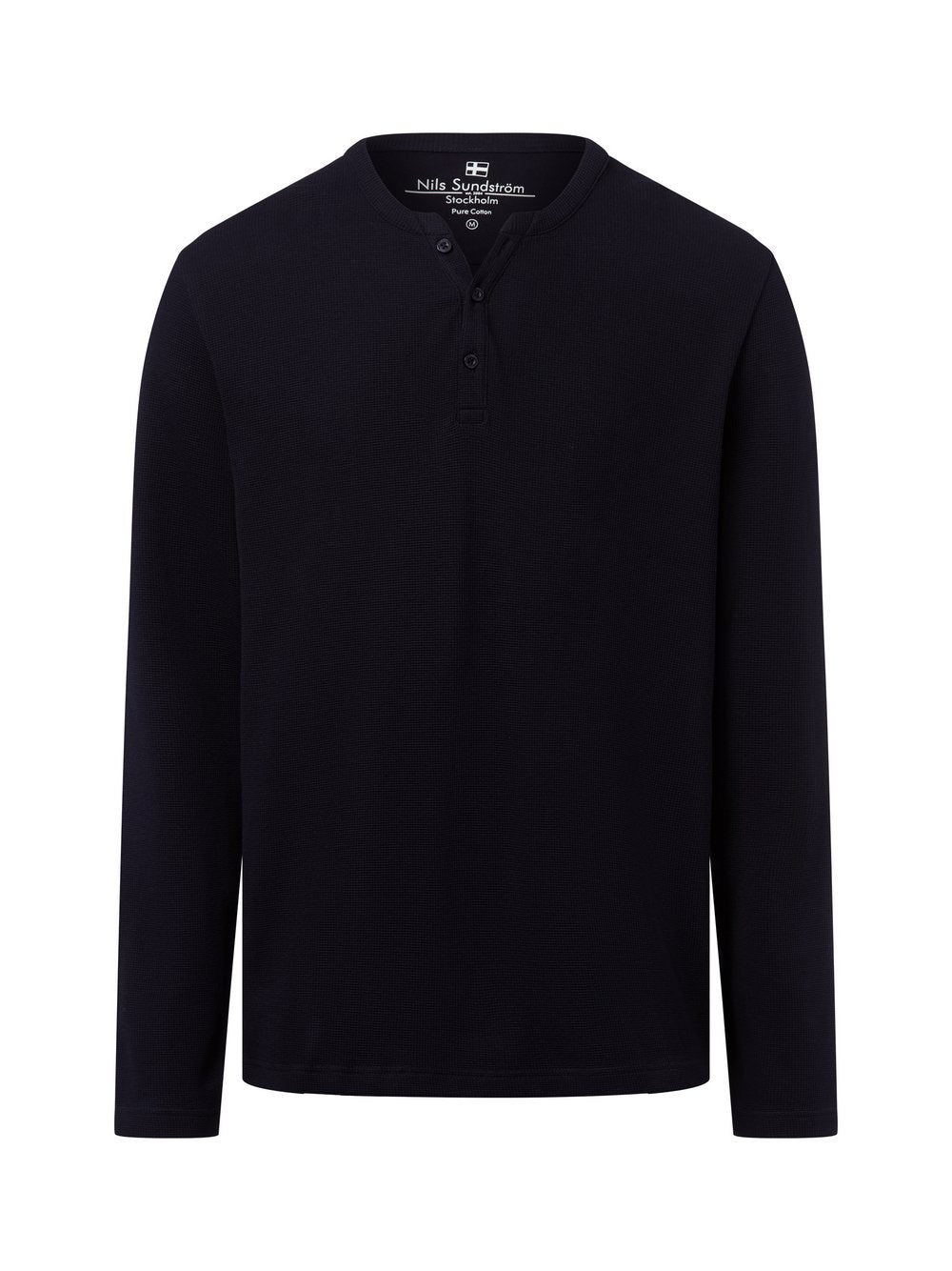 Nils Sundström Langarmshirt Herren Baumwolle strukturiert