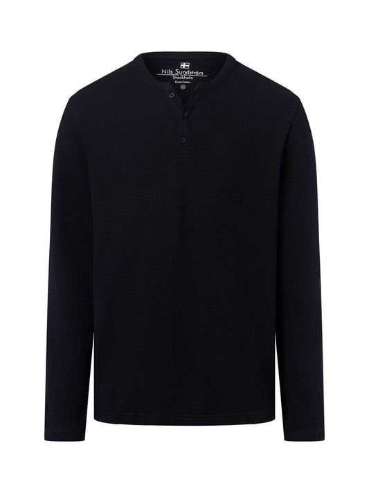 Nils Sundström Langarmshirt Herren Baumwolle strukturiert