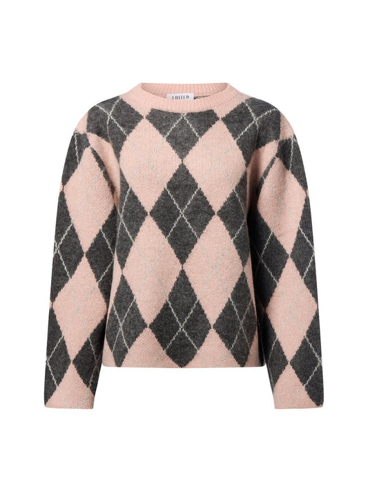 EDITED Strickpullover mit Woll- und Alpaka-Anteil Damen kariert