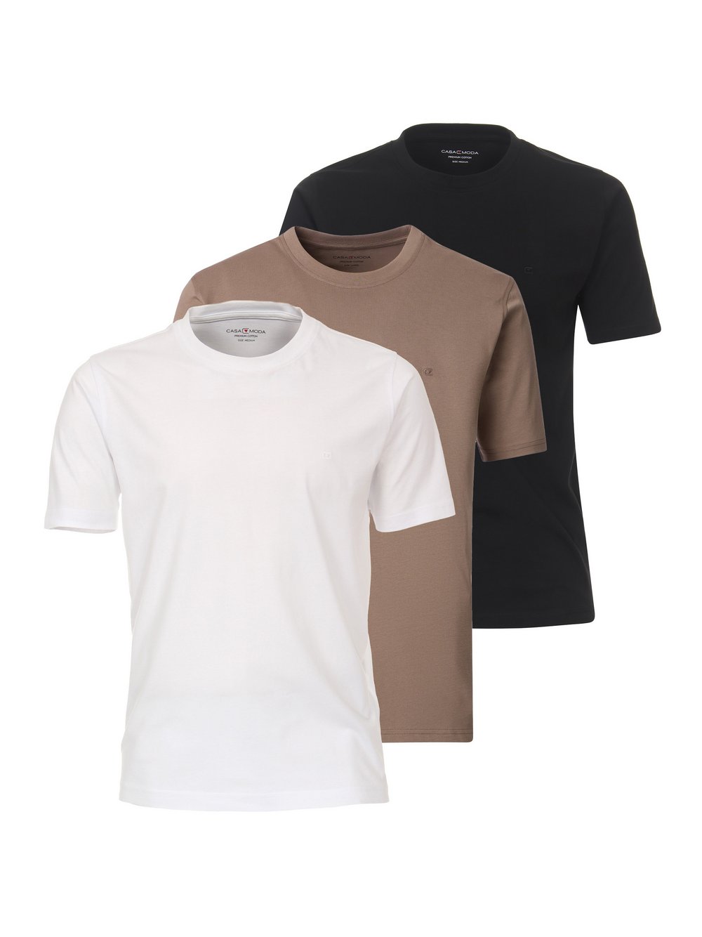 CASAMODA Basic T-Shirt im 3er-Pack Herren Baumwolle
