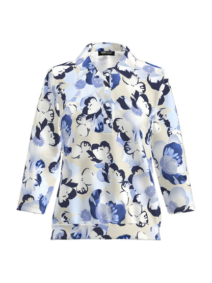 Frank Walder Poloshirt Damen Viskose gemustert