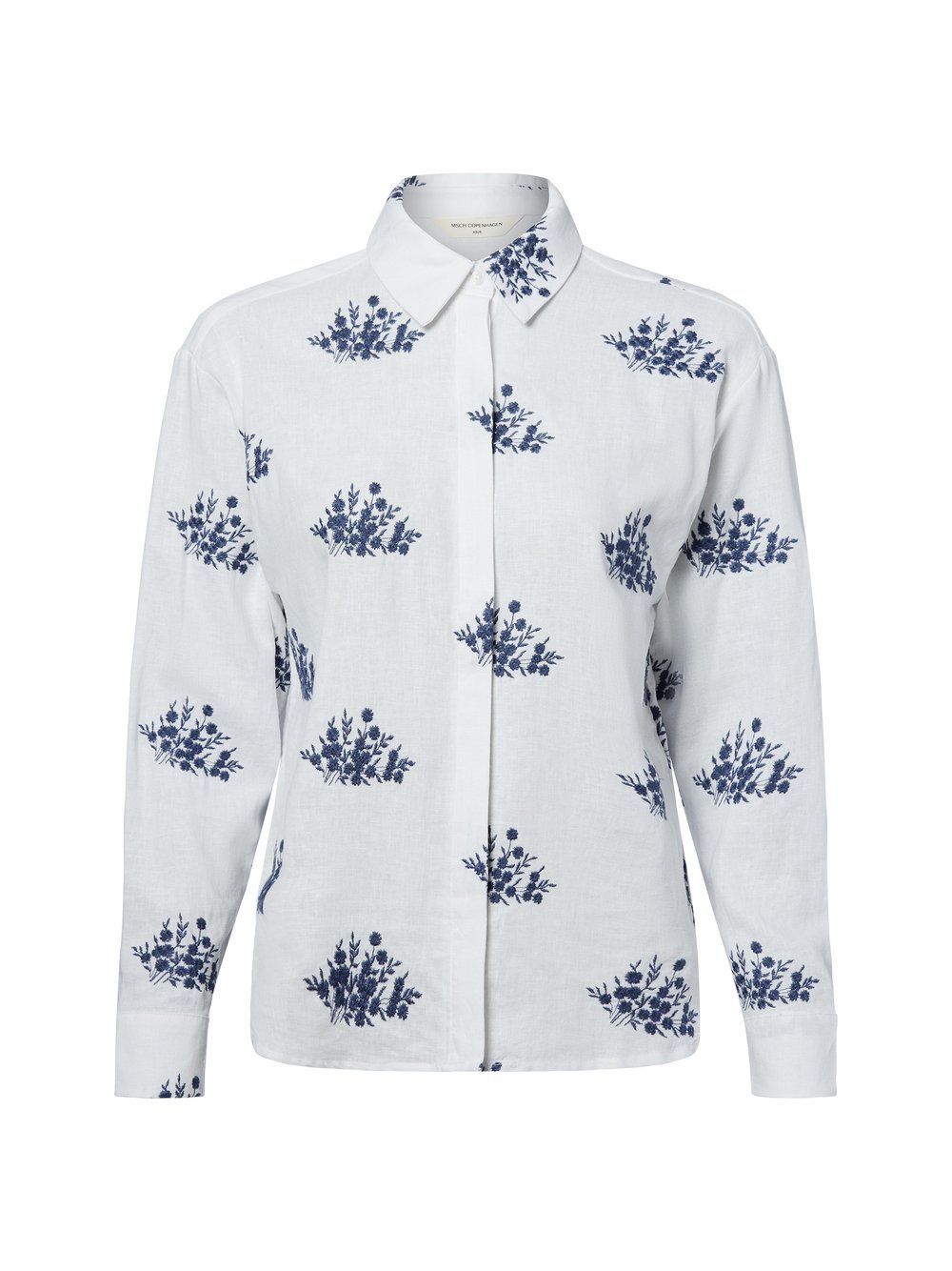 Msch Copenhagen Hemdbluse mit Leinenanteil Damen gemustert