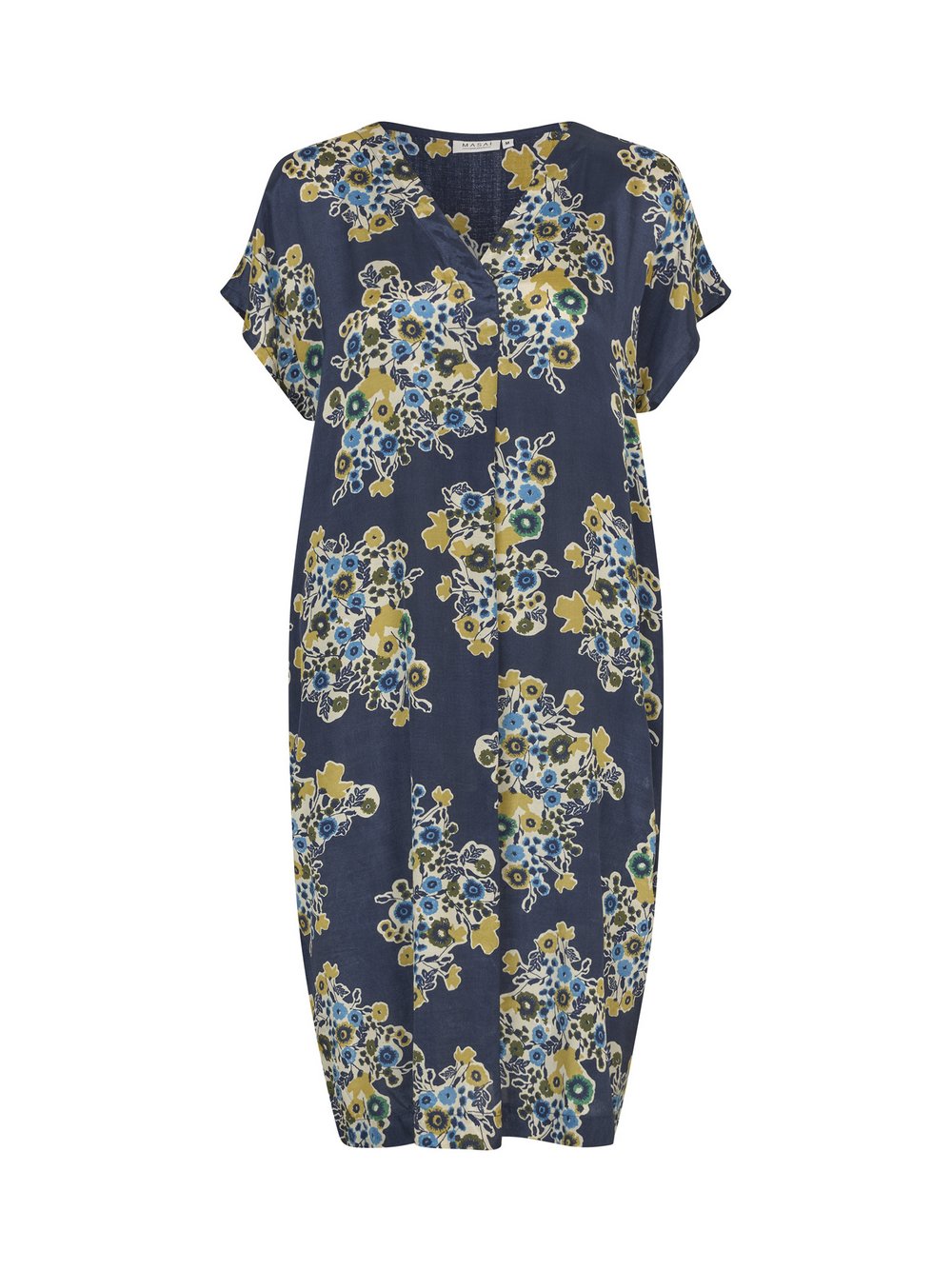 Masai knielanges Blusenkleid mit kurzen Ärmeln Damen Viskose gemustert