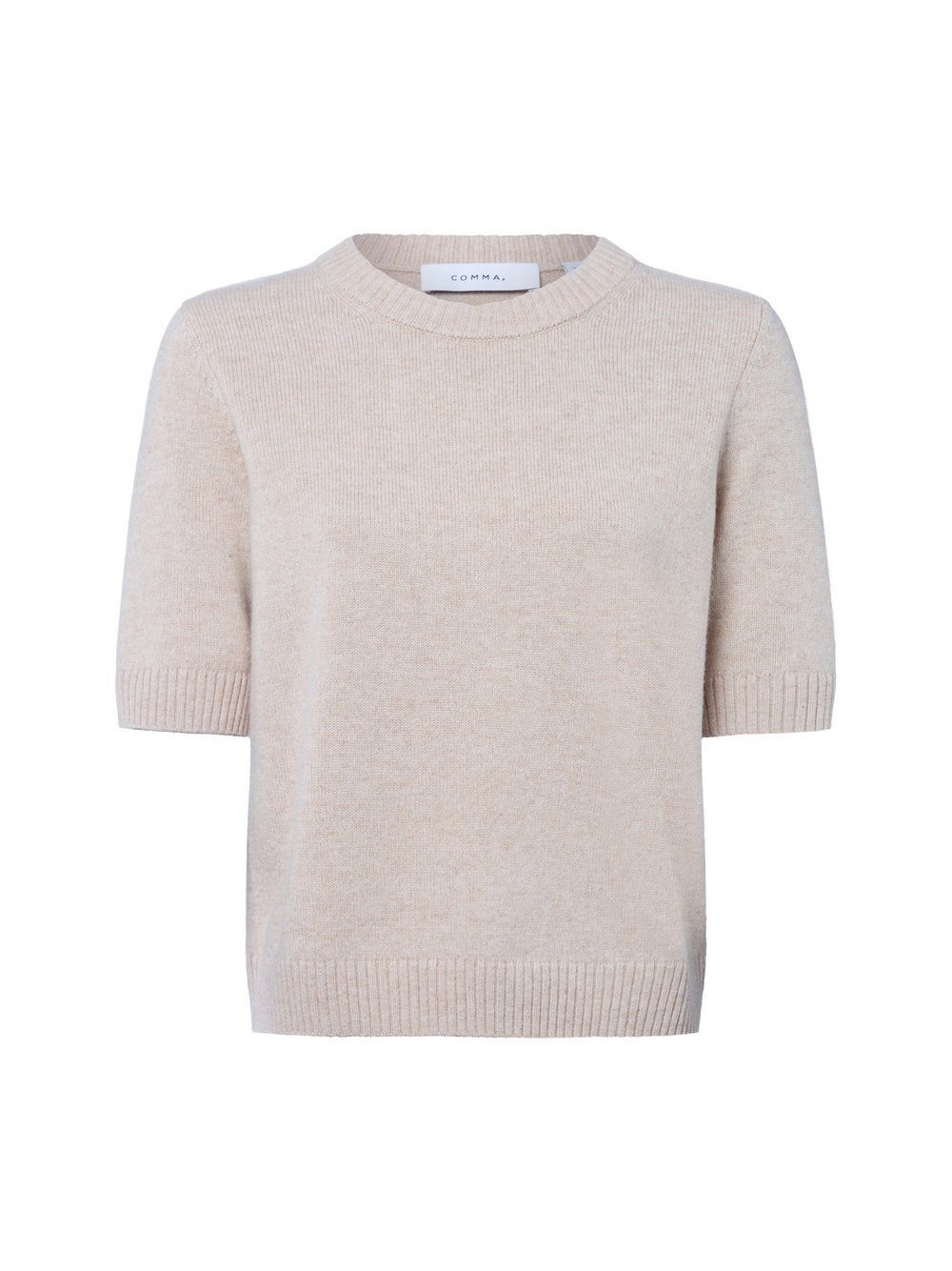 comma Kurzarm-Pullover Damen Wolle meliert