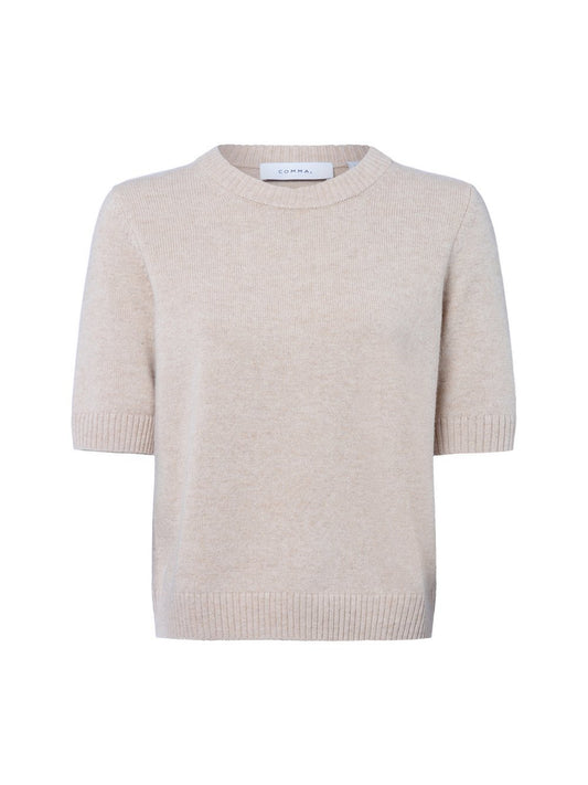 comma Kurzarm-Pullover Damen Wolle meliert